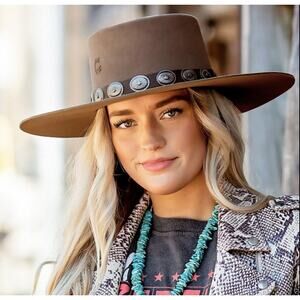 Charlie 1 Horse High Desert Large Pecan Cowboy Hat Wool Felt Conch Shell NWT